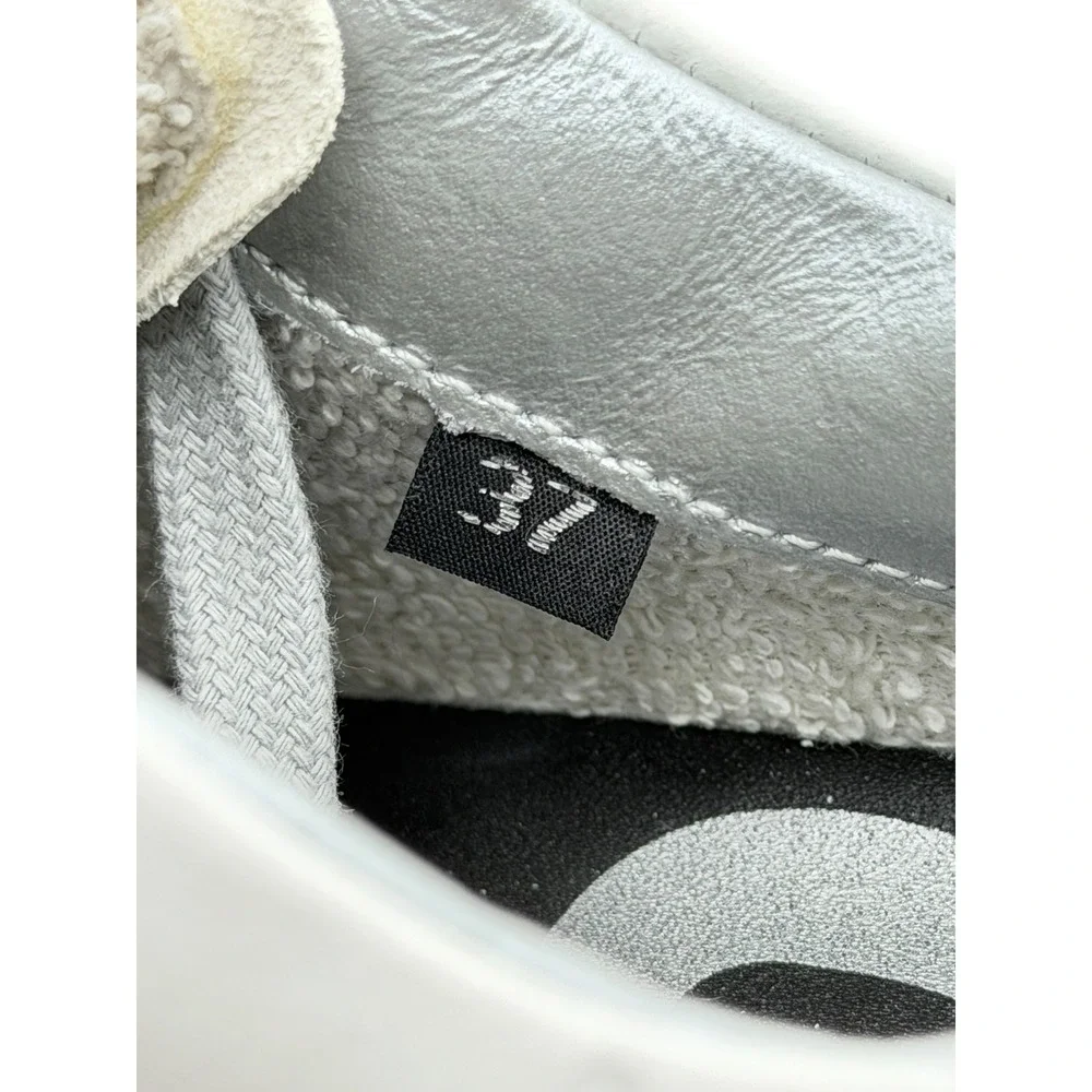 P448 John Sneakers Womens SZ 37 White Gold Low Top Leather Italian Athleisure